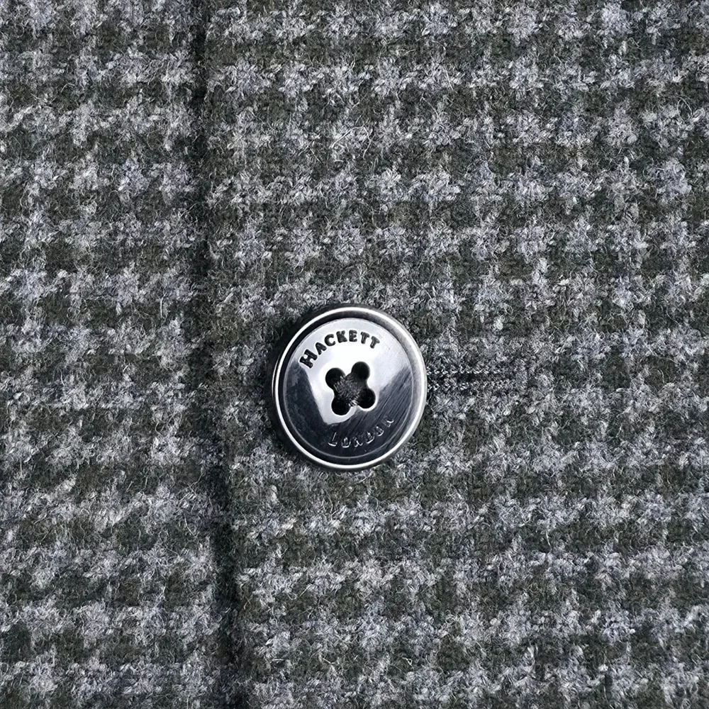 Hackett London Tweed Sport Coat Mens 36R Grey Green Houndstooth Virgin Wool